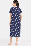 Rosaline Disco Daze Knit Cotton Mid Length Nightdress - Ocean Cavern — thumbnail 3